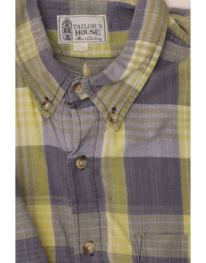 Vintage Mens Shirt Large Blue Check