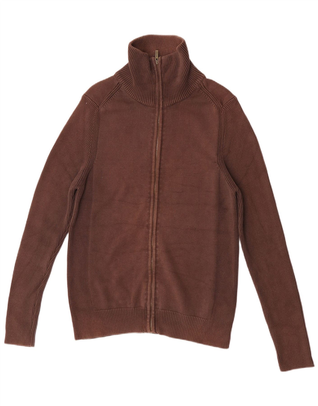Zara Mens Cardigan Sweater Large Brown Cotton