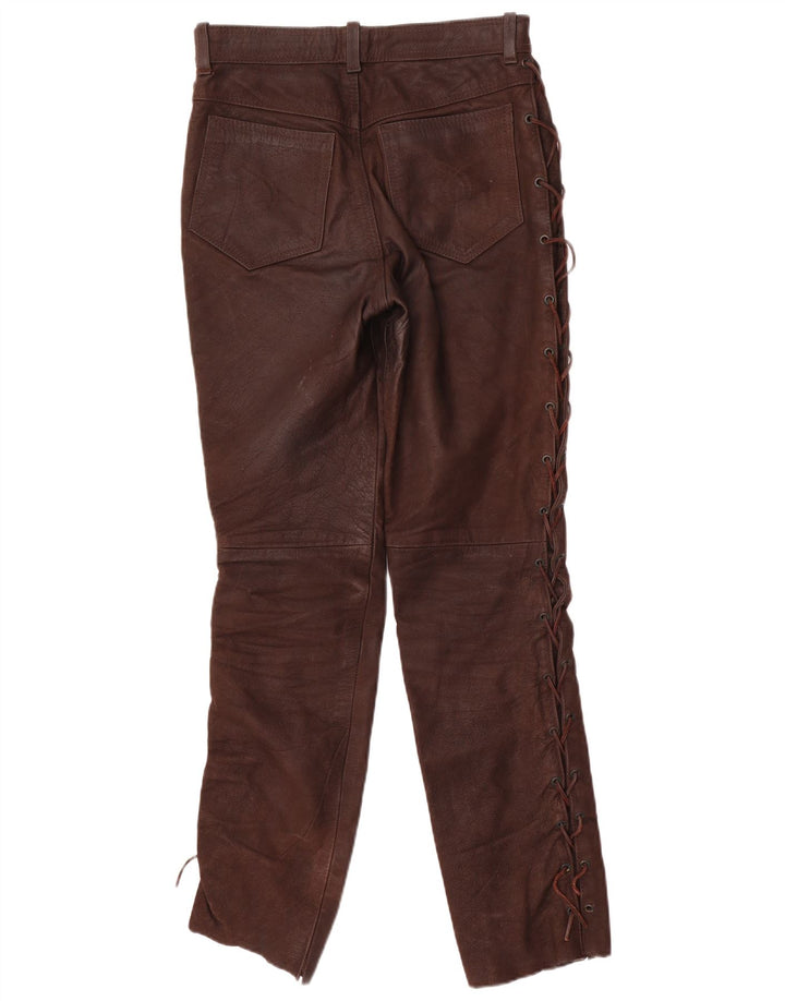 Pantera Mens Slim Suede Trousers W31 L31 Brown Leather