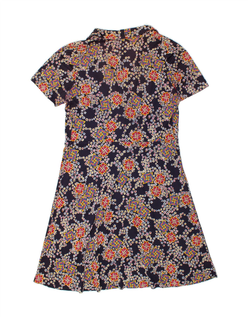 CONFEZIONI DI LUSSO Womens A-Line Dress UK 14 Medium Navy Blue Floral Vintage Confezioni Di Lusso and Second-Hand Confezioni Di Lusso from Messina Hembry 