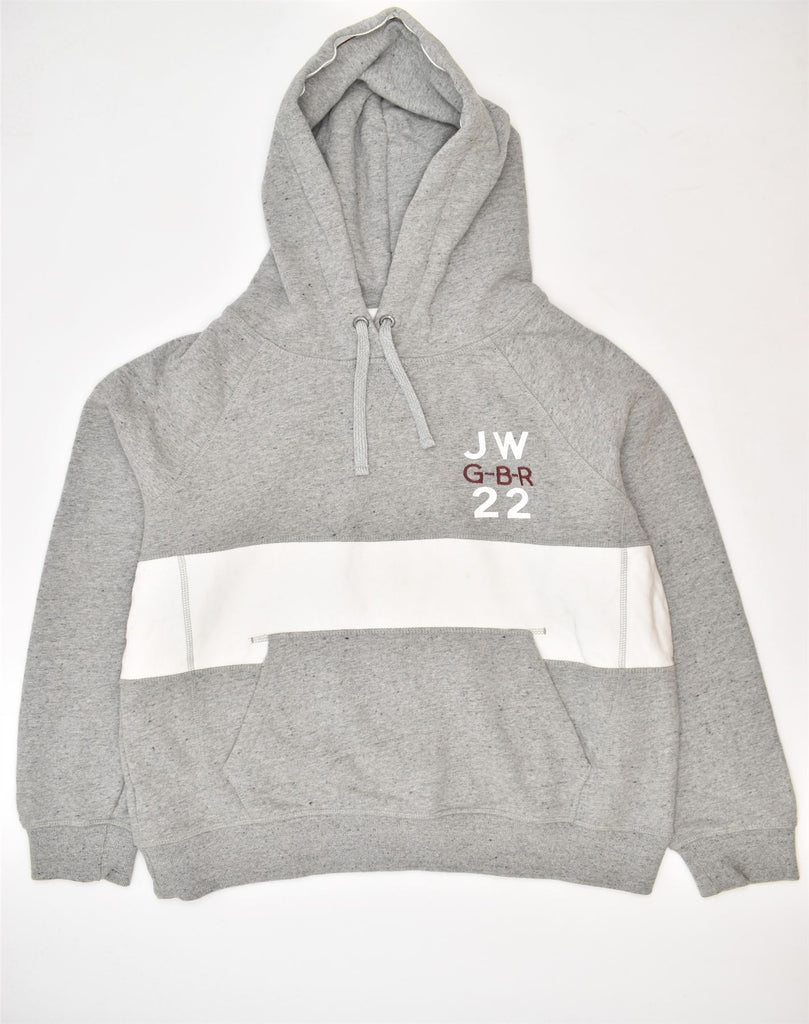 JACK WILLS Womens Graphic Hoodie Jumper UK 14 Large Grey Cotton | Vintage | Thrift | Second-Hand | Used Clothing | Messina Hembry 