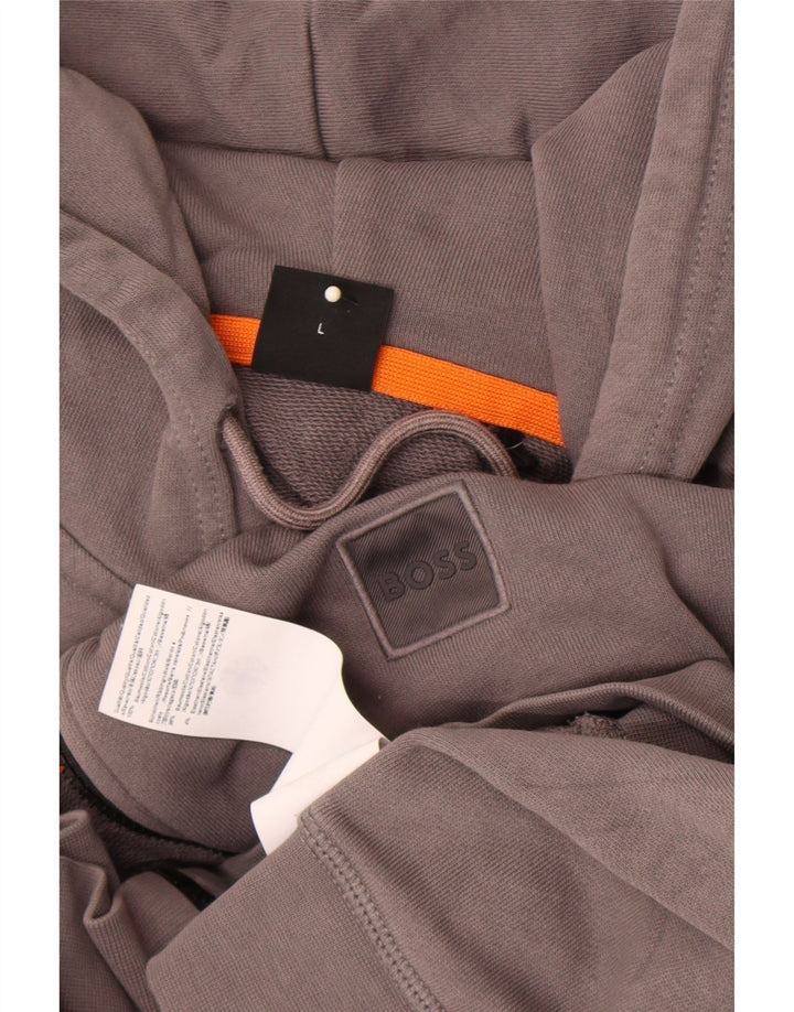 Hugo Boss Mens Zip Hoodie Sweater Large Grey Cotton