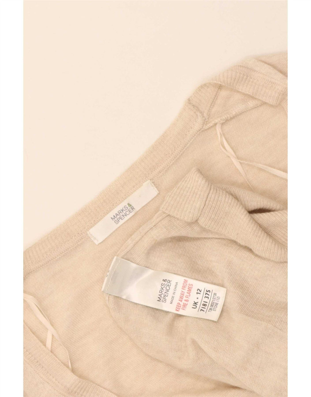 Marks & Spencer Womens Longline Cardigan Sweater UK 12 Medium Beige Flecked