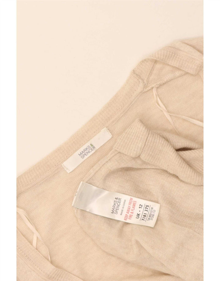 Marks & Spencer Womens Longline Cardigan Sweater UK 12 Medium Beige Flecked