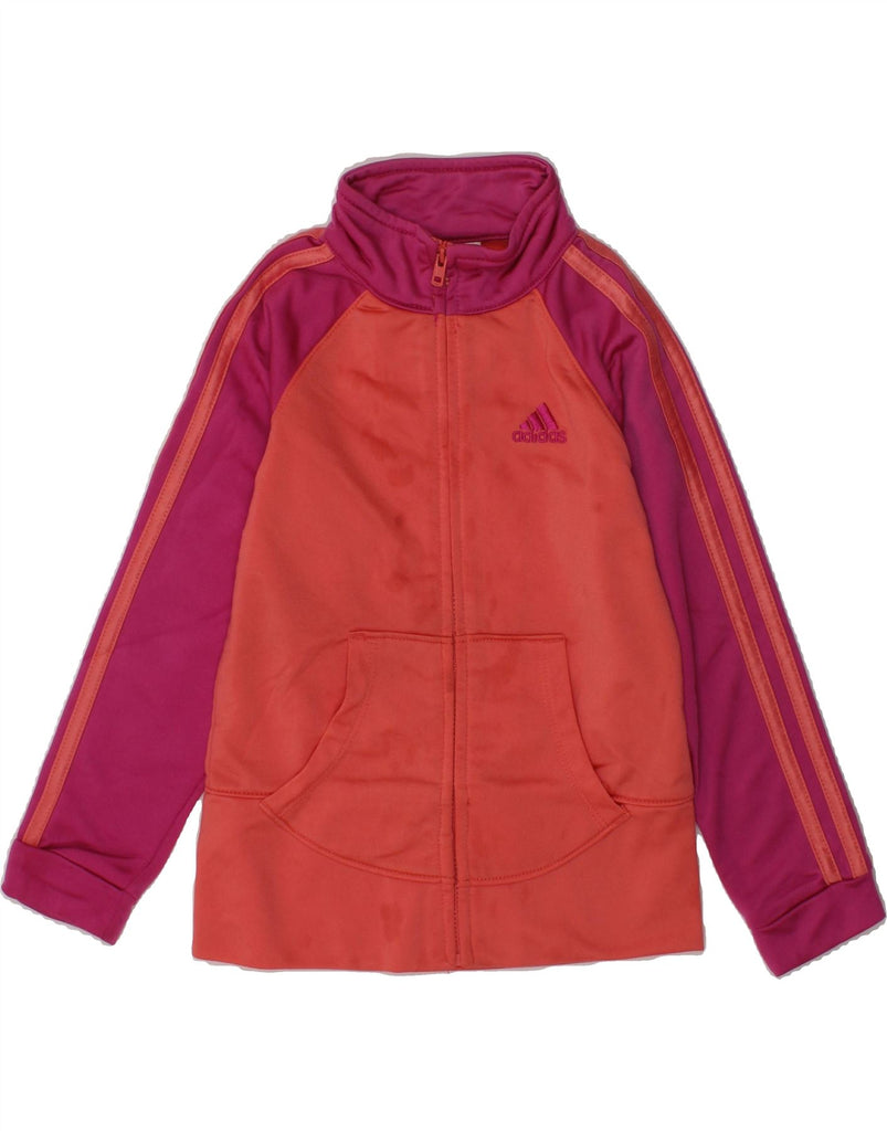 ADIDAS Girls Tracksuit Top Jacket 3-4 Years Orange Colourblock Polyester | Vintage Adidas | Thrift | Second-Hand Adidas | Used Clothing | Messina Hembry 