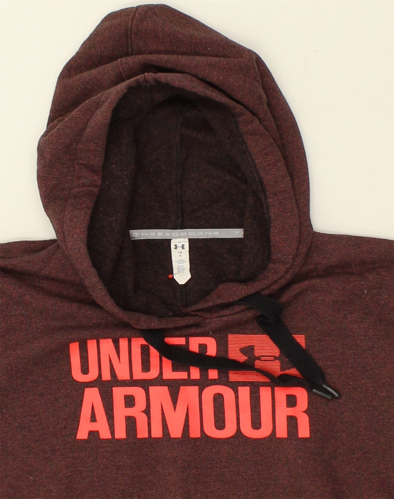 UNDER ARMOUR Mens Graphic Hoodie Jumper Large Burgundy Cotton | Vintage Under Armour | Thrift | Second-Hand Under Armour | Used Clothing | Messina Hembry 