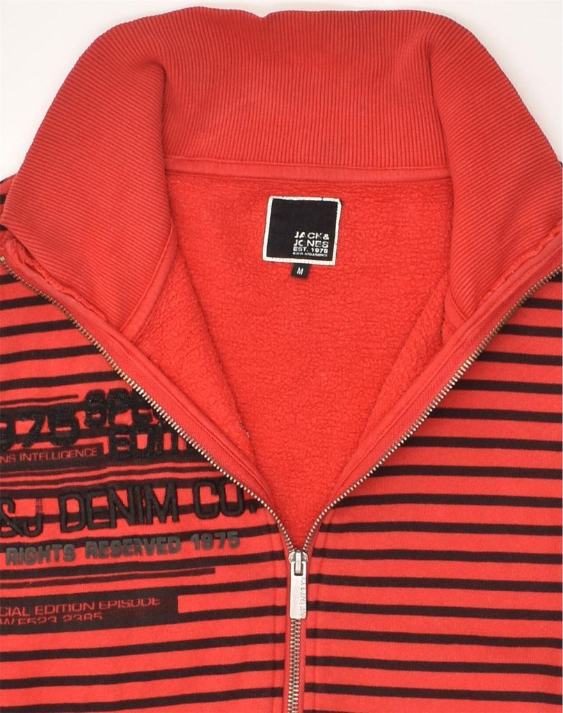 JACK & JONES Mens Graphic Tracksuit Top Jacket Medium Red Striped Cotton | Vintage Jack & Jones | Thrift | Second-Hand Jack & Jones | Used Clothing | Messina Hembry 