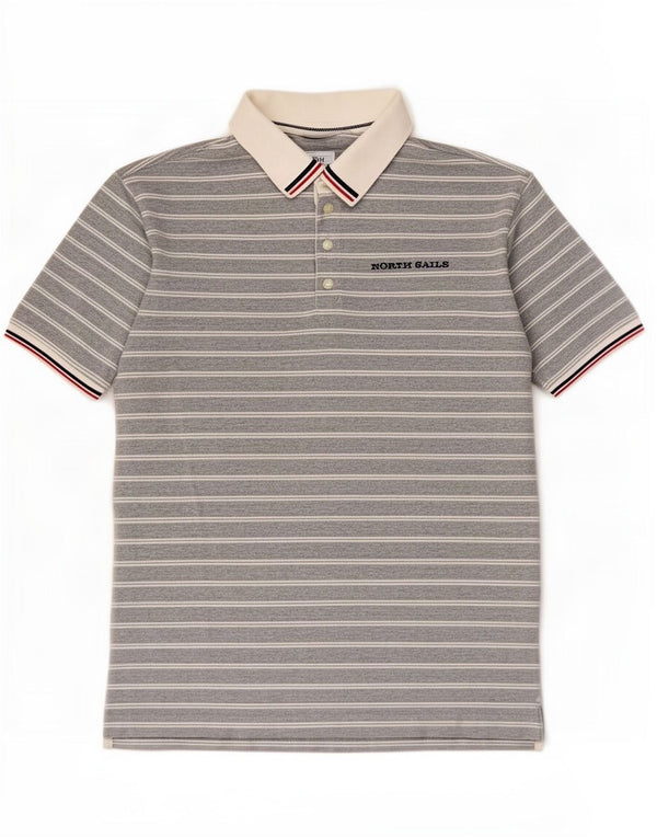 North Sails Mens Polo Shirt 2XL Grey Striped