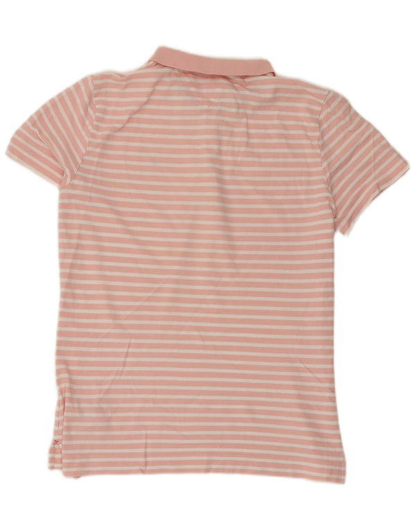 Tommy Hilfiger Womens Classic Fit Polo Shirt UK 14 Large Pink Striped