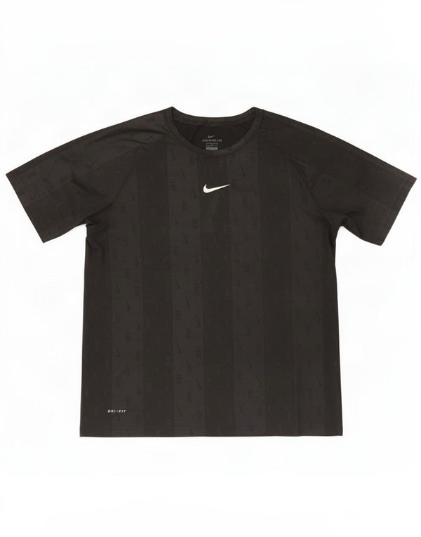 Nike Boys Dri Fit Graphic T-Shirt Top 13-14 Years XL Black Striped