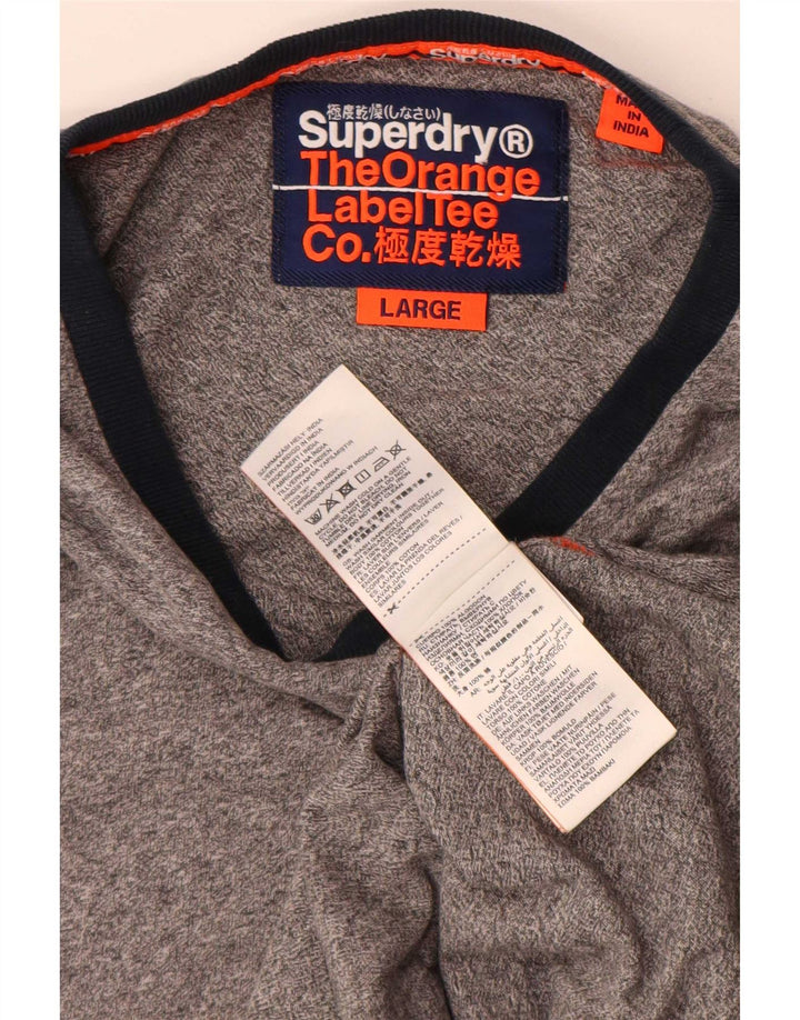 Superdry Mens T-Shirt Top Large Grey Cotton