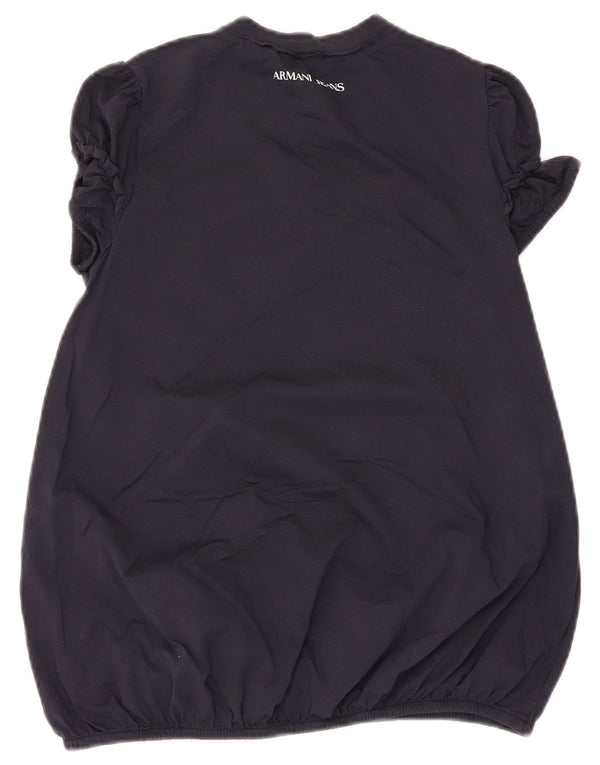 Armani Womens Graphic Blouse Top EU 34 2XS Navy Blue Cotton