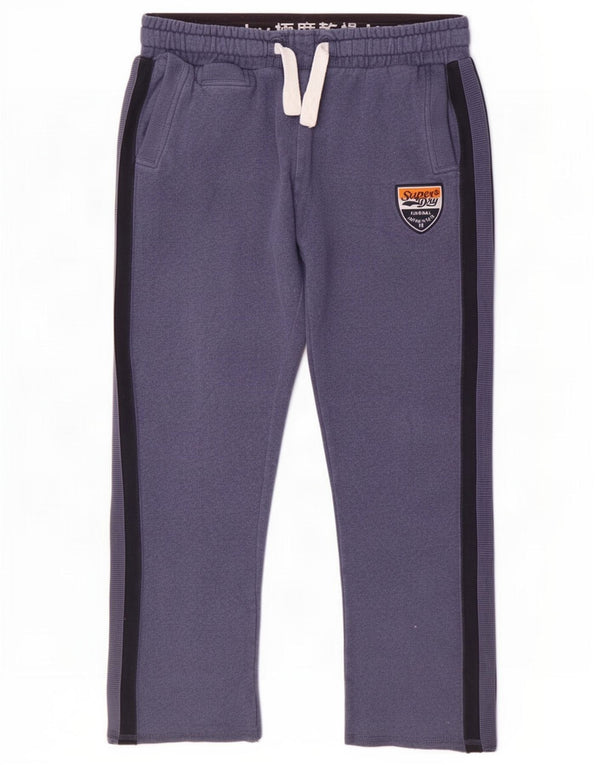 Superdry Mens Tracksuit Trousers XL Blue Striped Cotton