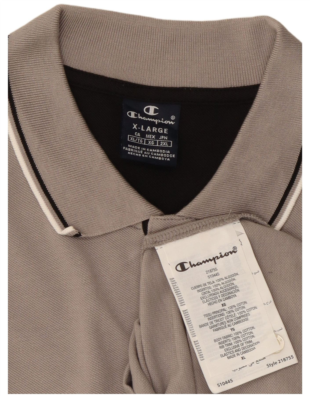 CHAMPION Mens Polo Shirt XL Grey Cotton