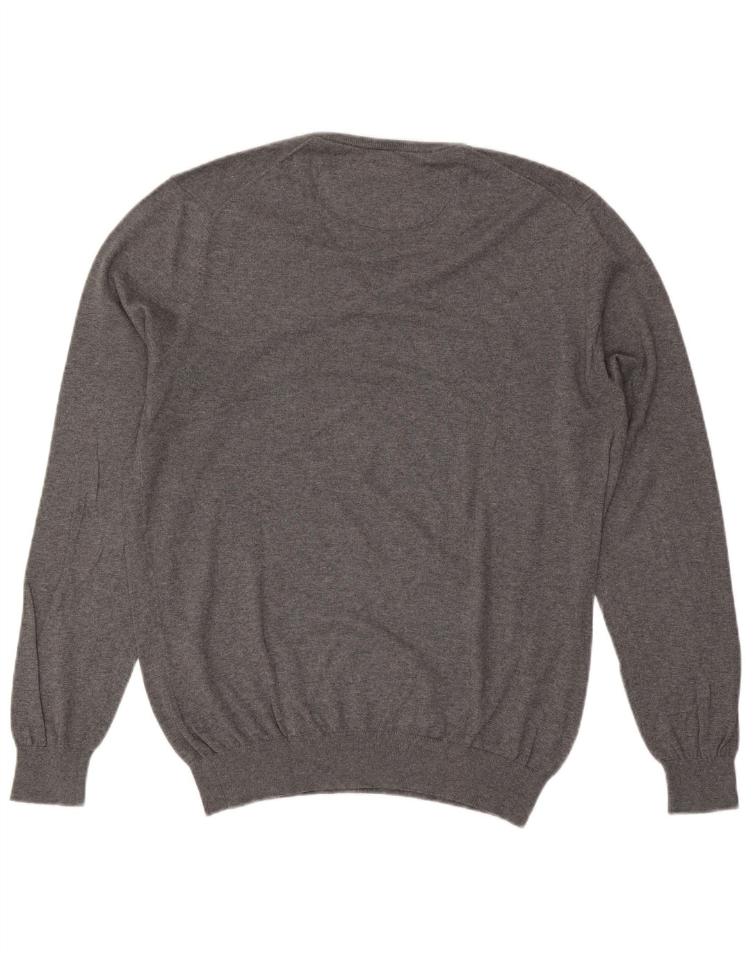 Massimo Dutti Mens V-Neck Jumper Sweater XL Grey Cotton