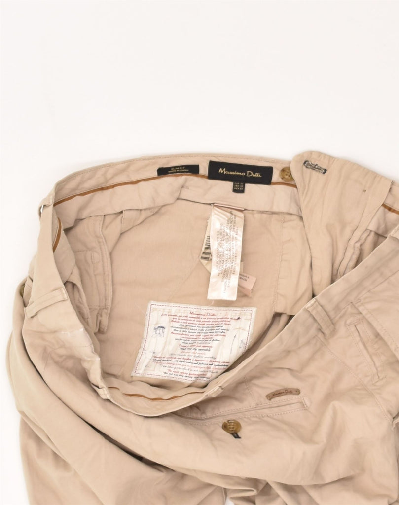 MASSIMO DUTTI Mens Slim Fit Chino Trousers W34 L27 Beige Cotton | Vintage Massimo Dutti | Thrift | Second-Hand Massimo Dutti | Used Clothing | Messina Hembry 