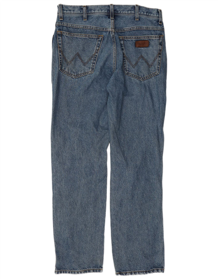Wrangler Mens Regular Fit Straight Jeans W34 L32 Blue Cotton