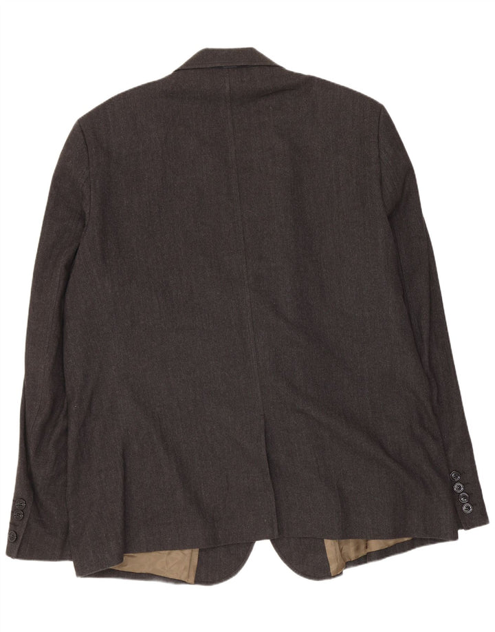 Burberry Mens 3 Button Blazer Jacket UK 42 XL Grey Herringbone Wool