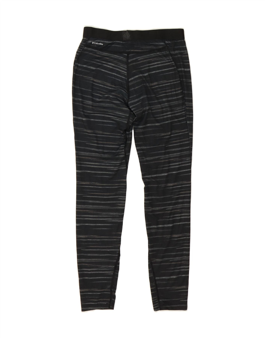 COLUMBIA Womens Leggings UK 14 Medium  Black Striped Polyester Vintage Columbia and Second-Hand Columbia from Messina Hembry 