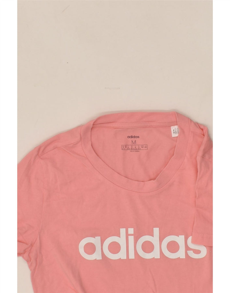 ADIDAS Womens Graphic T-Shirt Top UK 12/14 Medium Pink Cotton | Vintage Adidas | Thrift | Second-Hand Adidas | Used Clothing | Messina Hembry 