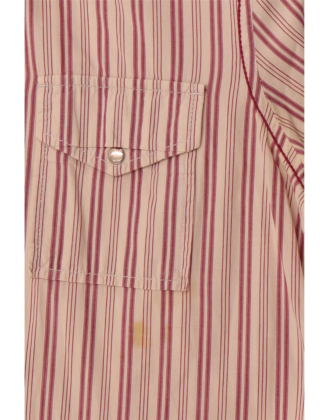 Diesel Mens Short Sleeve Shirt Medium Red Striped Cotton