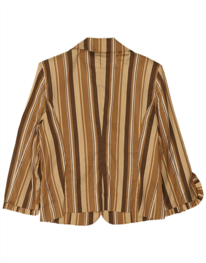 Vintage Womens 3 Button 3/4 Sleeve Blazer Jacket IT 48 XL Beige Striped