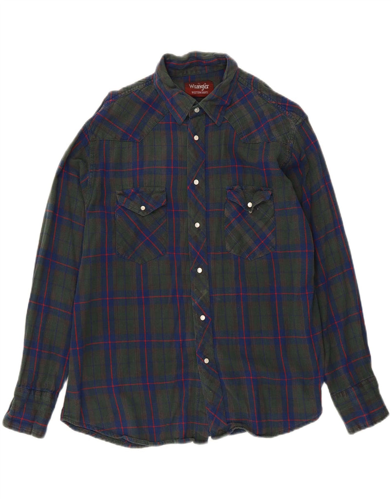 WRANGLER Mens Flannel Shirt XL Green Check Vintage Wrangler and Second-Hand Wrangler from Messina Hembry 
