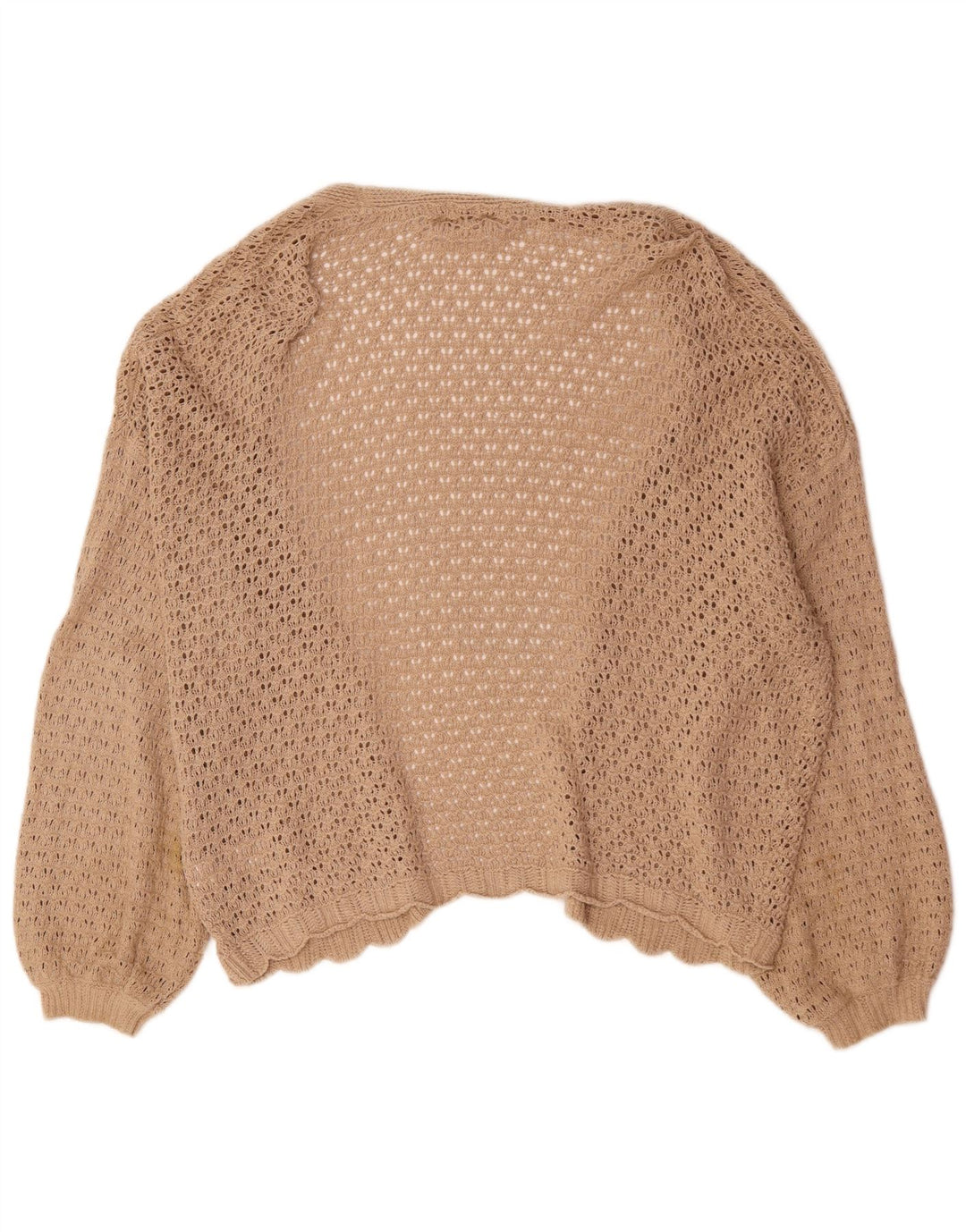 Zara Womens Oversized Open Cardigan Sweater UK 16 Large Beige Cotton