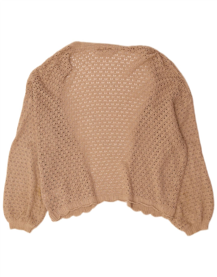 Zara Womens Oversized Open Cardigan Sweater UK 16 Large Beige Cotton