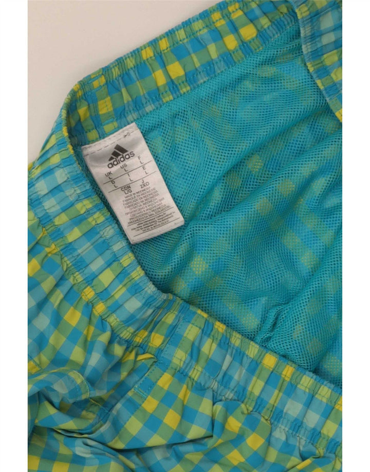 Adidas Mens Swimming Shorts Large Blue Gingham Polyester