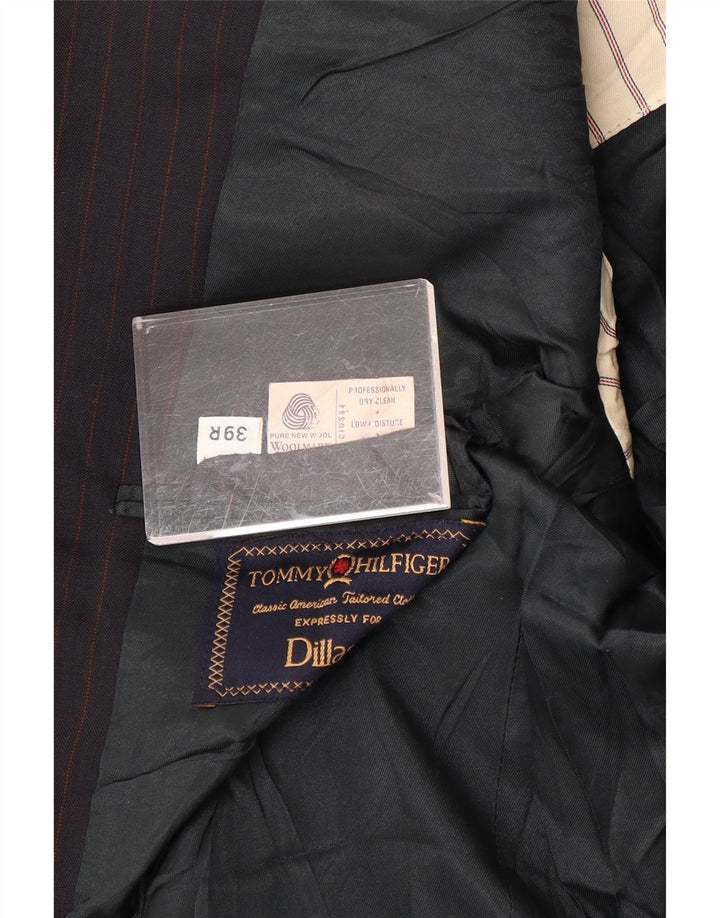 TOMMY HILFIGER Mens Blazer Jacket UK 39 Medium Navy Blue Pinstripe