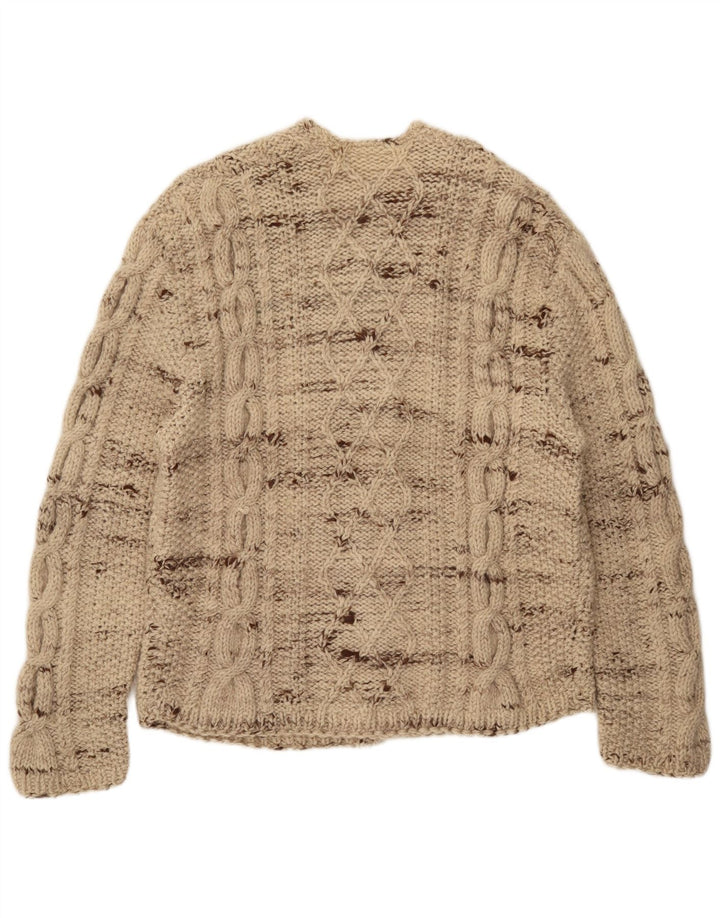 Vintage Mens Cardigan Sweater Large Beige Flecked