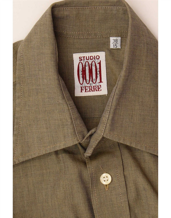 Ferre Mens Shirt Size 38 15 Medium Khaki
