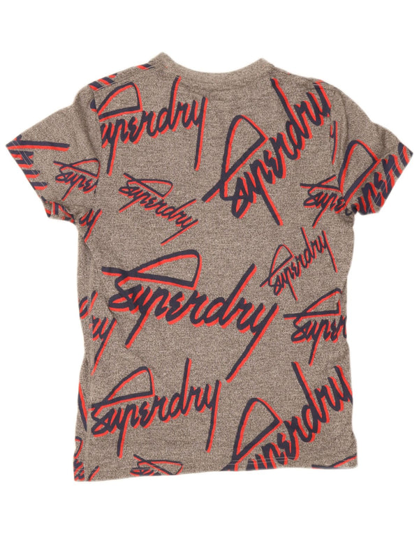 Superdry Mens Graphic T-Shirt Top Small Grey Flecked Cotton