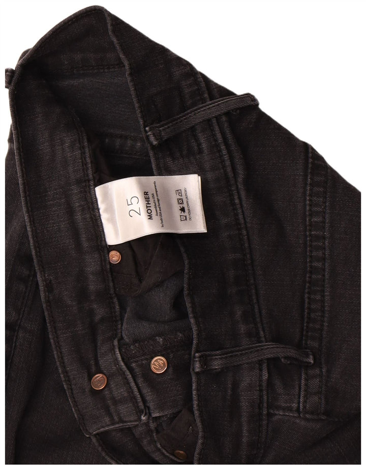 Mother Womens Slim Jeans W25 L27 Black Cotton