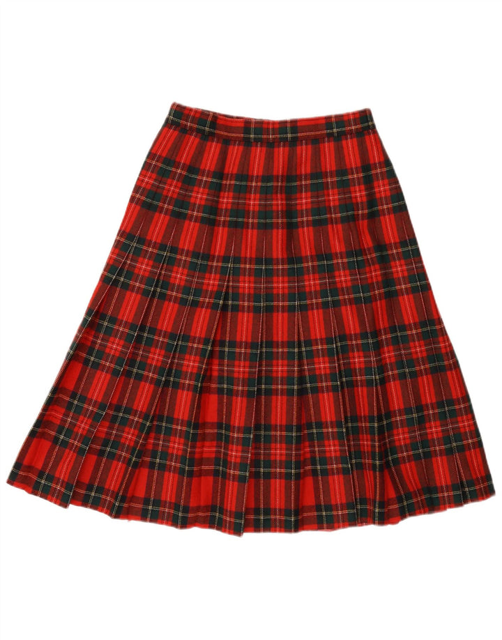 Steinbock Womens High Waist Wrap Skirt IT 42 Medium W26  Red Check Wool