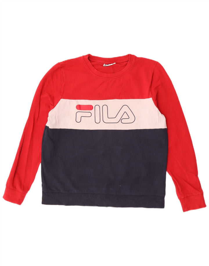Fila Womens Graphic Sweatshirt Jumper UK 16 Large Multicoloured Colourblock