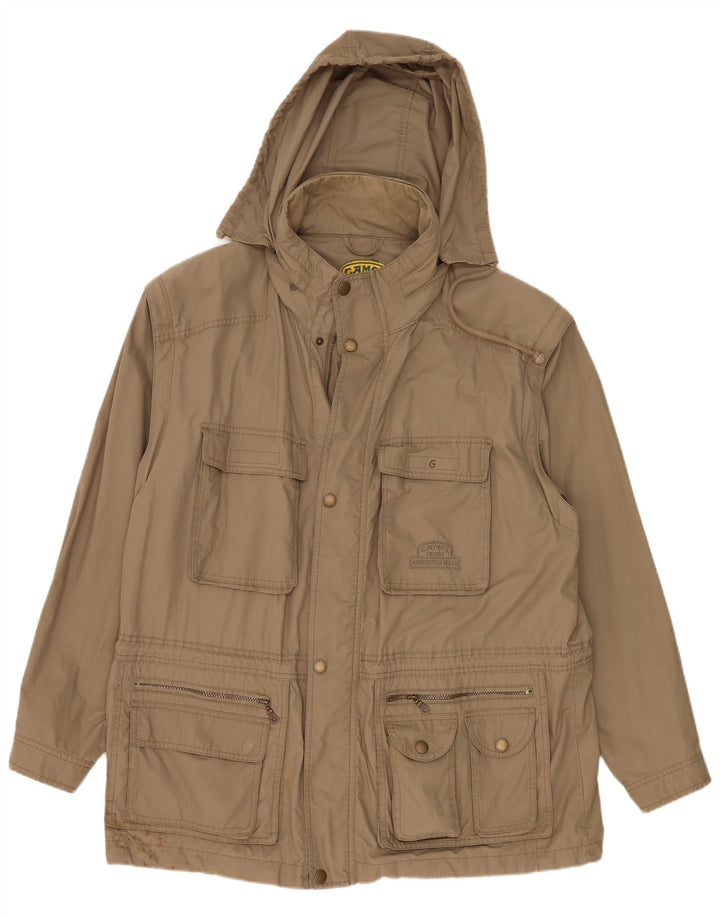 Camel Active Mens Hooded Utility Jacket IT 55 2XL Khaki Cotton