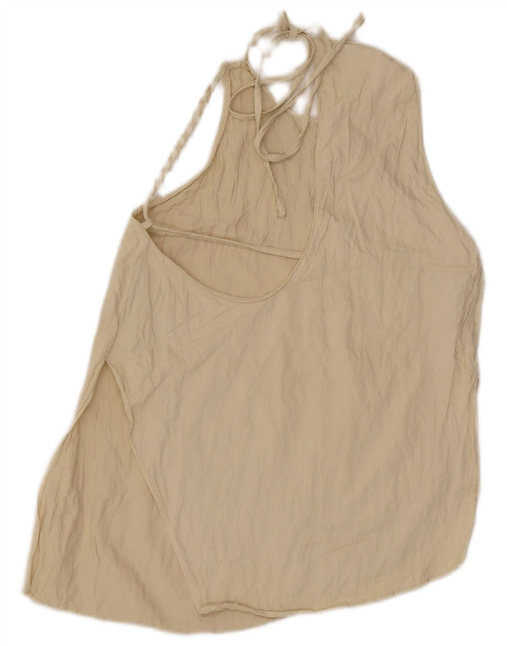Zara Womens Halter Top UK 10 Small Off White Viscose