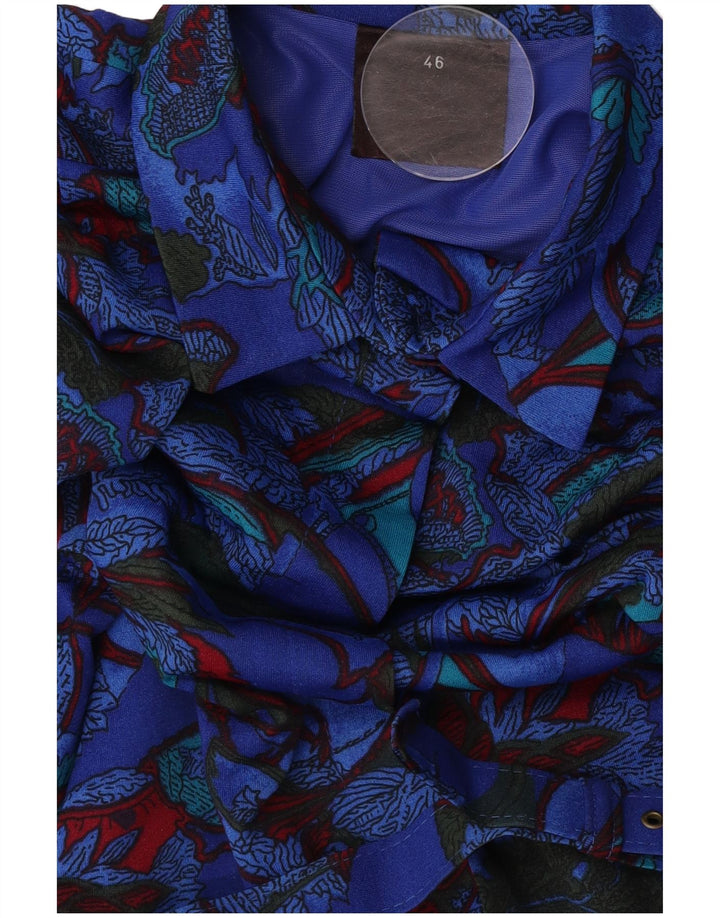 Vintage Womens Long Sleeve Sheath Dress IT 46 Large Blue Floral Polyester