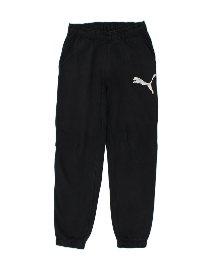 PUMA Mens Graphic Tracksuit Trousers Joggers Small Black | Vintage Puma | Thrift | Second-Hand Puma | Used Clothing | Messina Hembry 