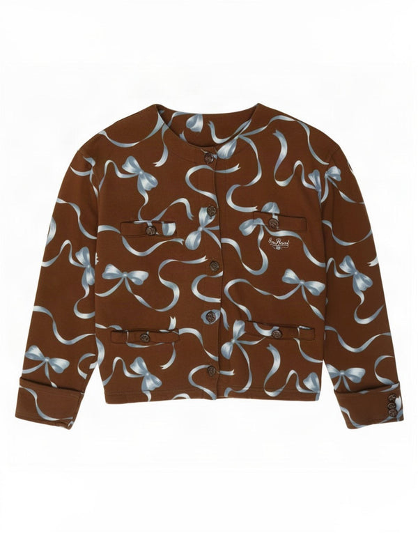 Vintage Womens Abstract Pattern Cardigan Top IT 42 Medium Brown Cotton