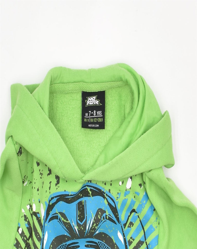 NO FEAR Boys Graphic Hoodie Jumper 7-8 Years Green Cotton | Vintage | Thrift | Second-Hand | Used Clothing | Messina Hembry 