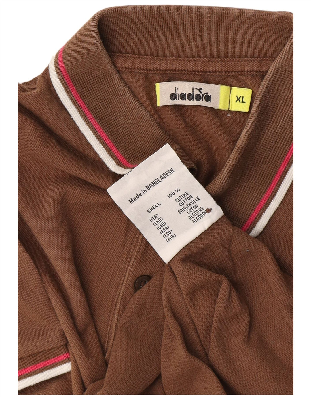 Diadora Mens Polo Shirt XL Brown Cotton