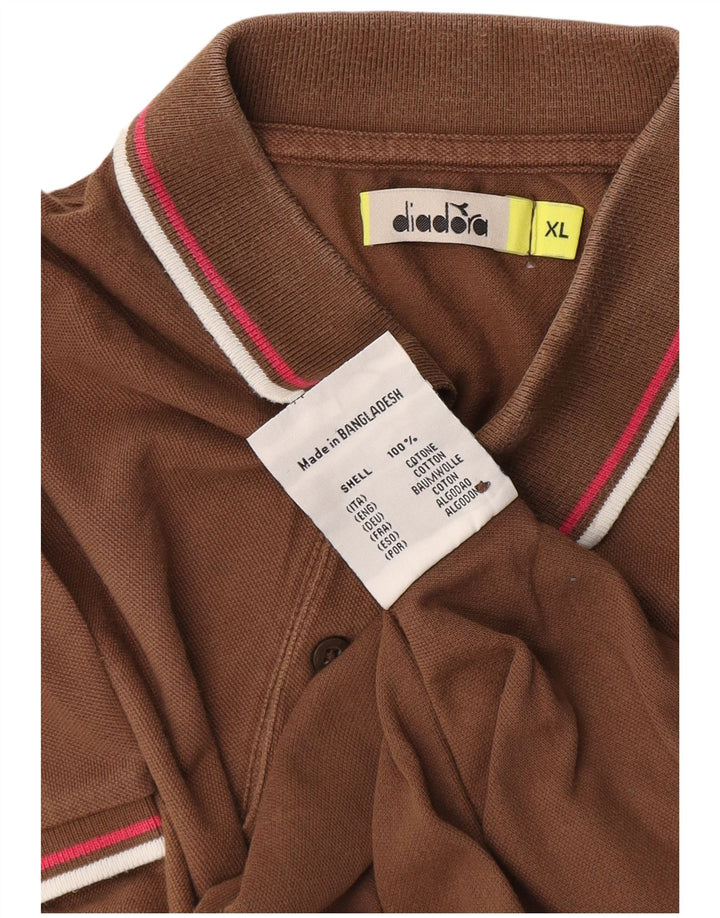 Diadora Mens Polo Shirt XL Brown Cotton