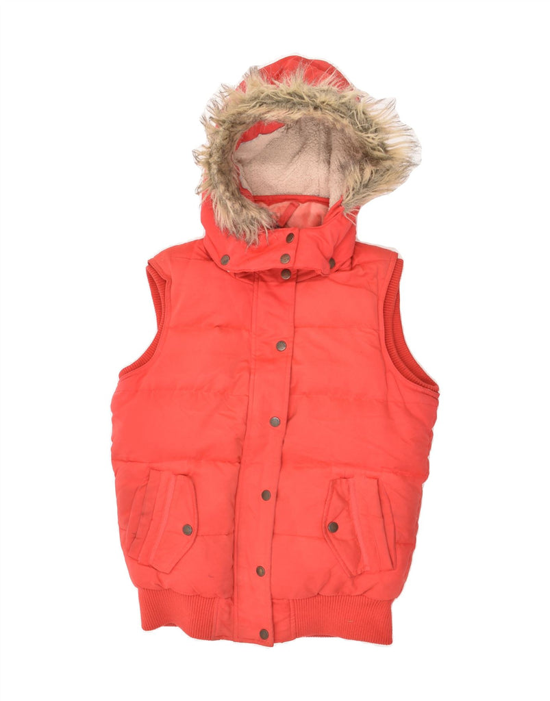 FAT FACE Womens Hooded Padded Gilet UK 10 Small Red Polyester | Vintage Fat Face | Thrift | Second-Hand Fat Face | Used Clothing | Messina Hembry 