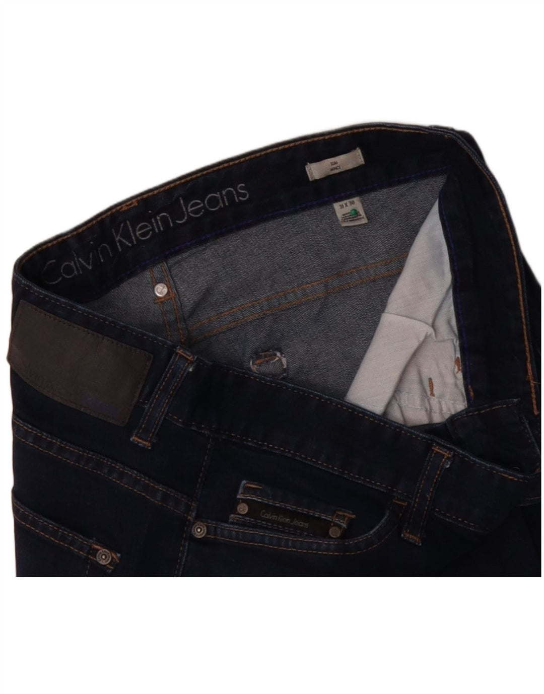 CALVIN KLEIN Mens Straight Jeans W31 L27 Navy Blue Cotton