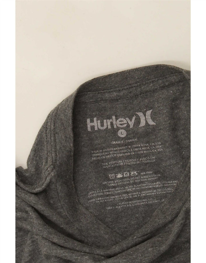 Hurley Mens Graphic Top Long Sleeve Large Grey Flecked Cotton