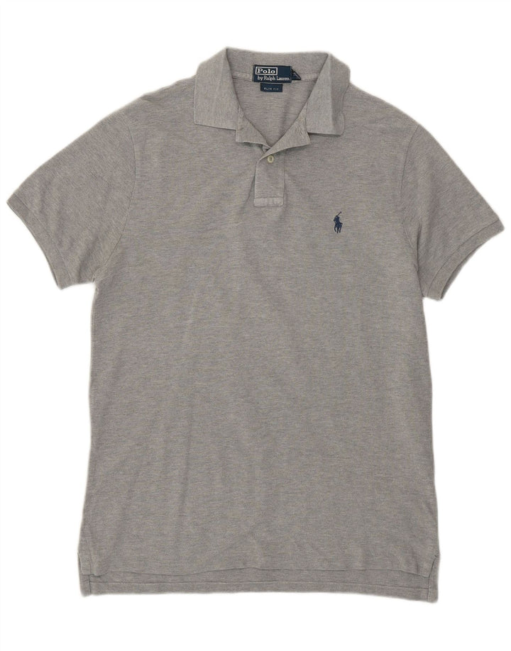 Polo Ralph Lauren Mens Slim Fit Polo Shirt Medium Grey Flecked Cotton