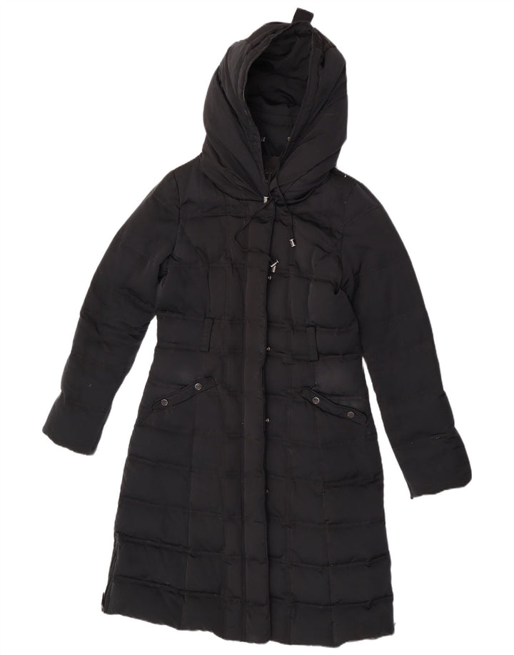 Zara Womens Hooded Padded Coat UK 12 Medium Black Nylon